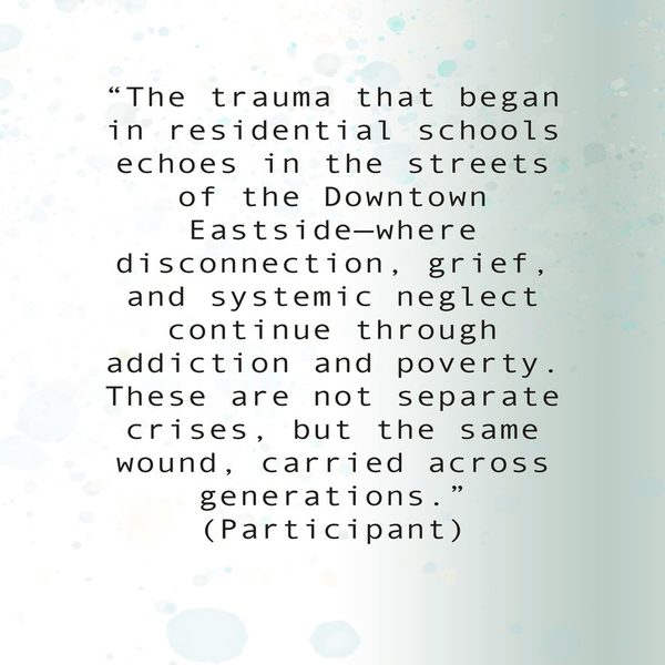 What the person who made Residential school legacy, Vancouver Eastside wrote about it, in their own hand